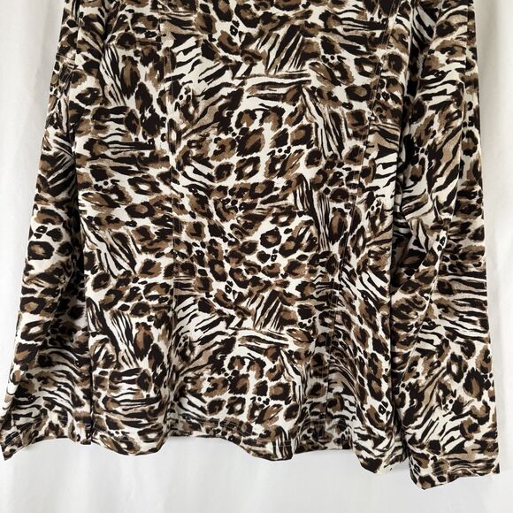 Zenergy Chico's Jacket Women's Large Cheetah Print Full Zip Snap Pockets - Picture 12 of 13